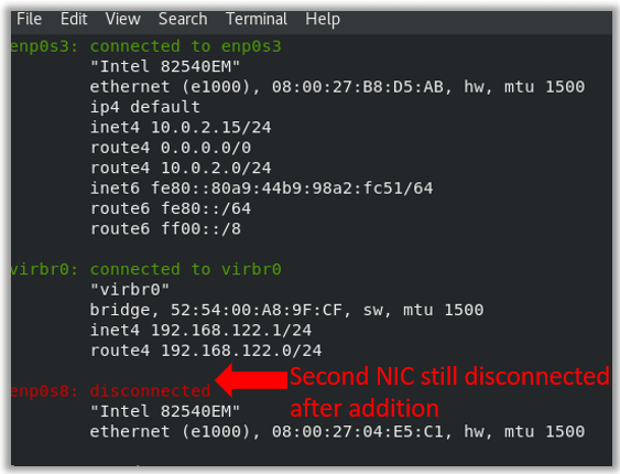 enp0s8 centos8 bridged adapter disconnected error vbox