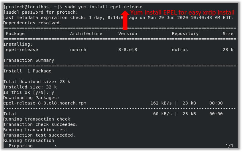 epel-release centos 8 install virtualbox vbox repository xrdp