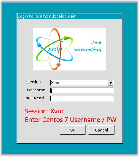 vbox virtual box remote desktop connection xrdp centos7 centos session