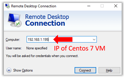 windows remote desktop connection bridged adapter centos 7 vbox virtualbox